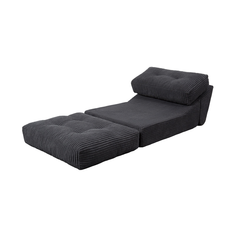 Canapea extensibilă pliabilă, multifuncțională, cu spumă completă, din velur gri închis, cu spătar ergonomic Canapea extensibilă pliabilă, multifuncțională, cu spumă completă, din velur gri închis, cu spătar ergonomic