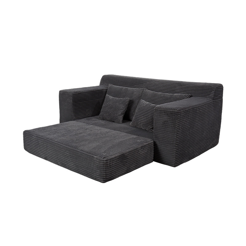 Canapea extensibilă modulară transformabilă din velur gri închis cu perne multiple Canapea extensibilă modulară transformabilă din velur gri închis cu perne multiple