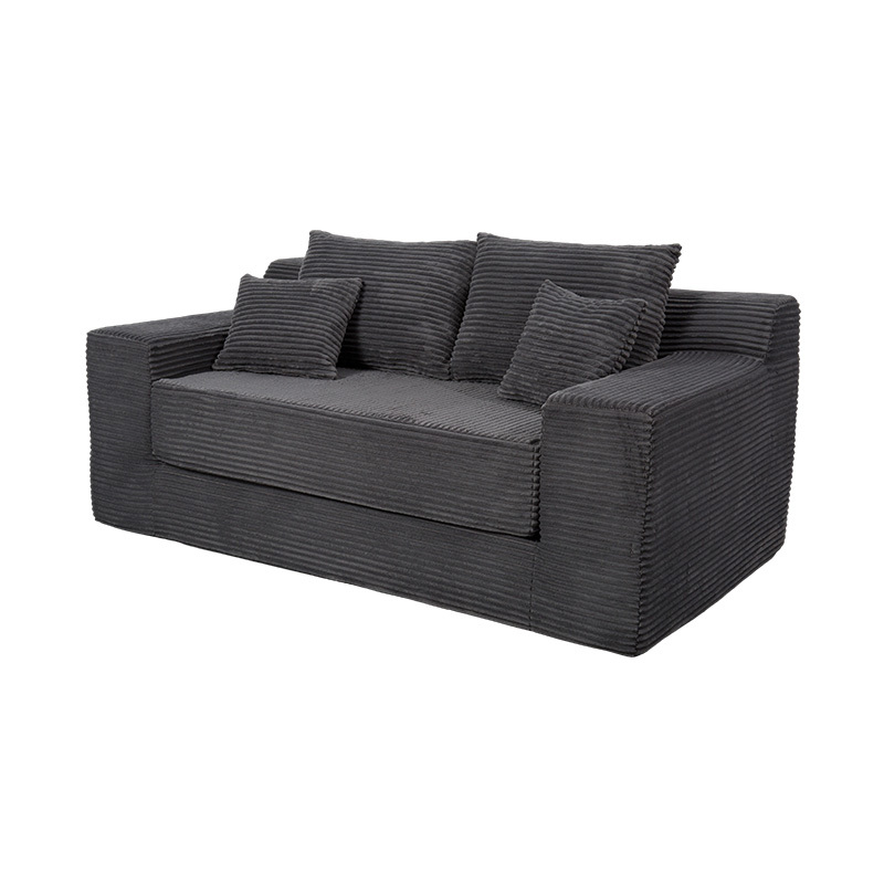 Canapea extensibilă modulară transformabilă din velur gri închis cu perne multiple Canapea extensibilă modulară transformabilă din velur gri închis cu perne multiple
