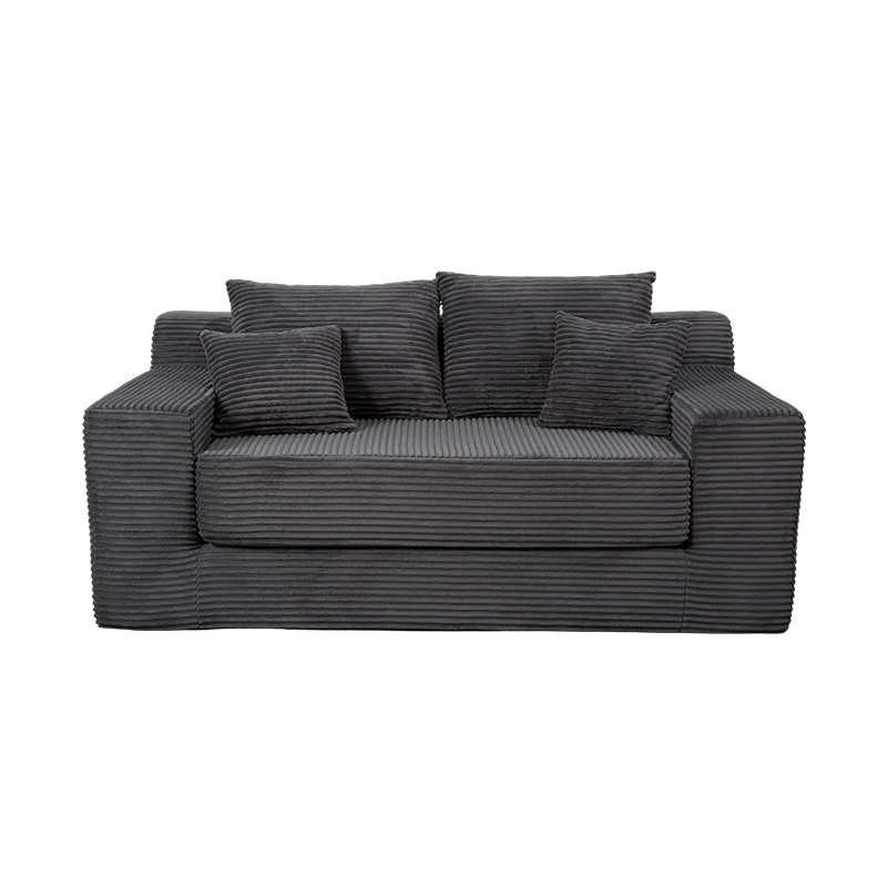 Canapea extensibilă modulară transformabilă din velur gri închis cu perne multiple Canapea extensibilă modulară transformabilă din velur gri închis cu perne multiple