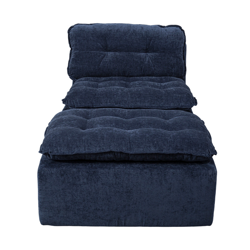 Set de canapea modular din spumă completă din velur albastru intens, cu spătar amortizat și otomană asortate Set de canapea modular din spumă completă din velur albastru intens, cu spătar amortizat și otomană asortate