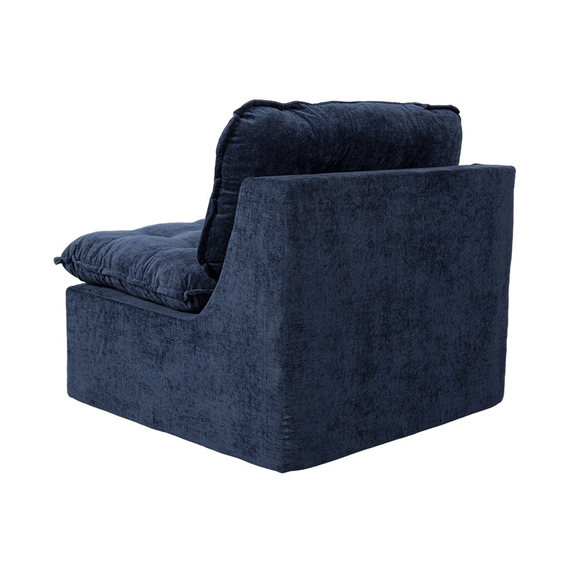 Set de canapea modular din spumă completă din velur albastru intens, cu spătar amortizat și otomană asortate Set de canapea modular din spumă completă din velur albastru intens, cu spătar amortizat și otomană asortate