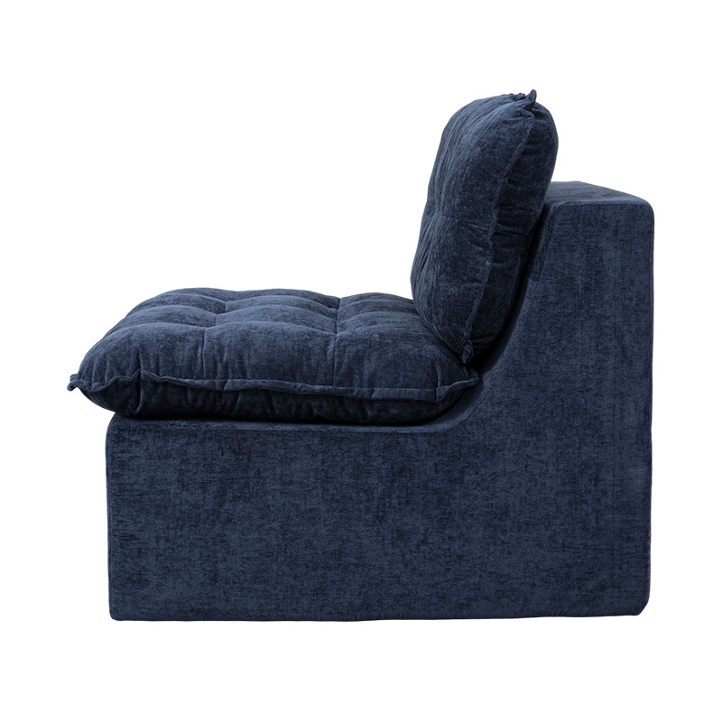 Set de canapea modular din spumă completă din velur albastru intens, cu spătar amortizat și otomană asortate Set de canapea modular din spumă completă din velur albastru intens, cu spătar amortizat și otomană asortate
