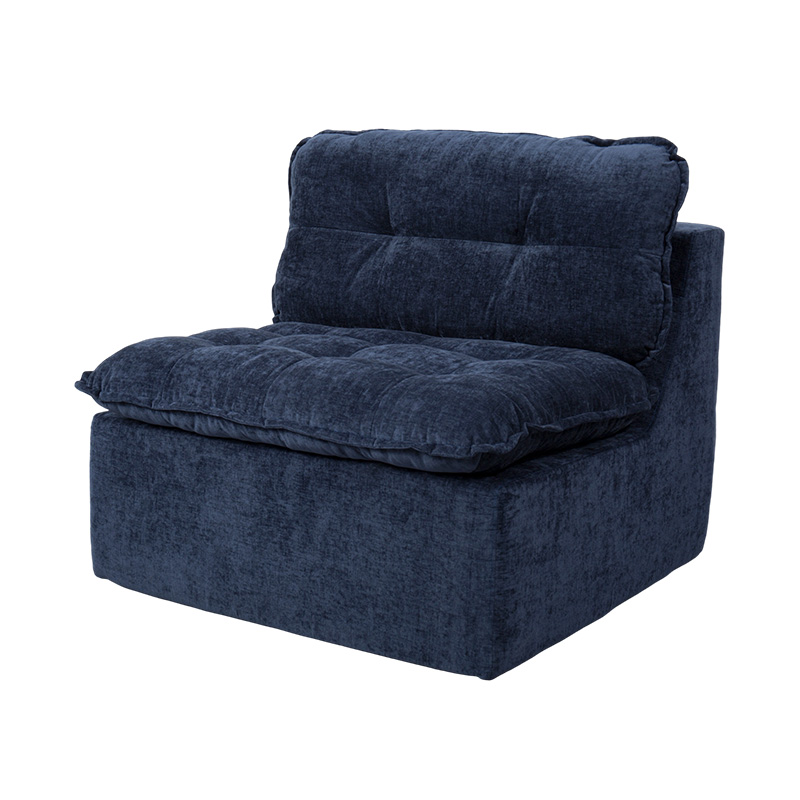 Set de canapea modular din spumă completă din velur albastru intens, cu spătar amortizat și otomană asortate Set de canapea modular din spumă completă din velur albastru intens, cu spătar amortizat și otomană asortate