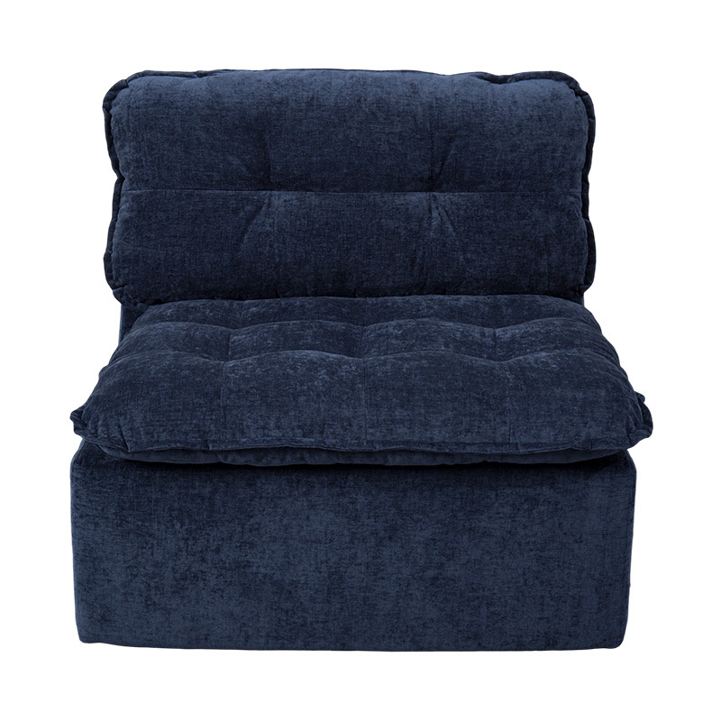Set de canapea modular din spumă completă din velur albastru intens, cu spătar amortizat și otomană asortate Set de canapea modular din spumă completă din velur albastru intens, cu spătar amortizat și otomană asortate