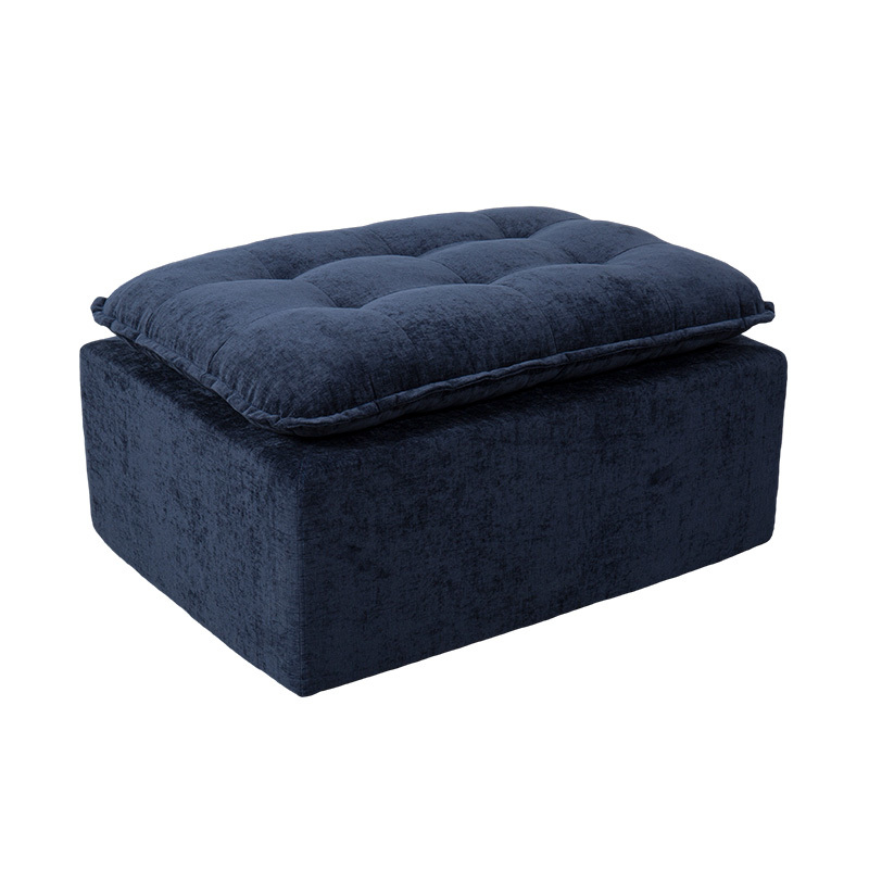 Set de canapea modular din spumă completă din velur albastru intens, cu spătar amortizat și otomană asortate Set de canapea modular din spumă completă din velur albastru intens, cu spătar amortizat și otomană asortate