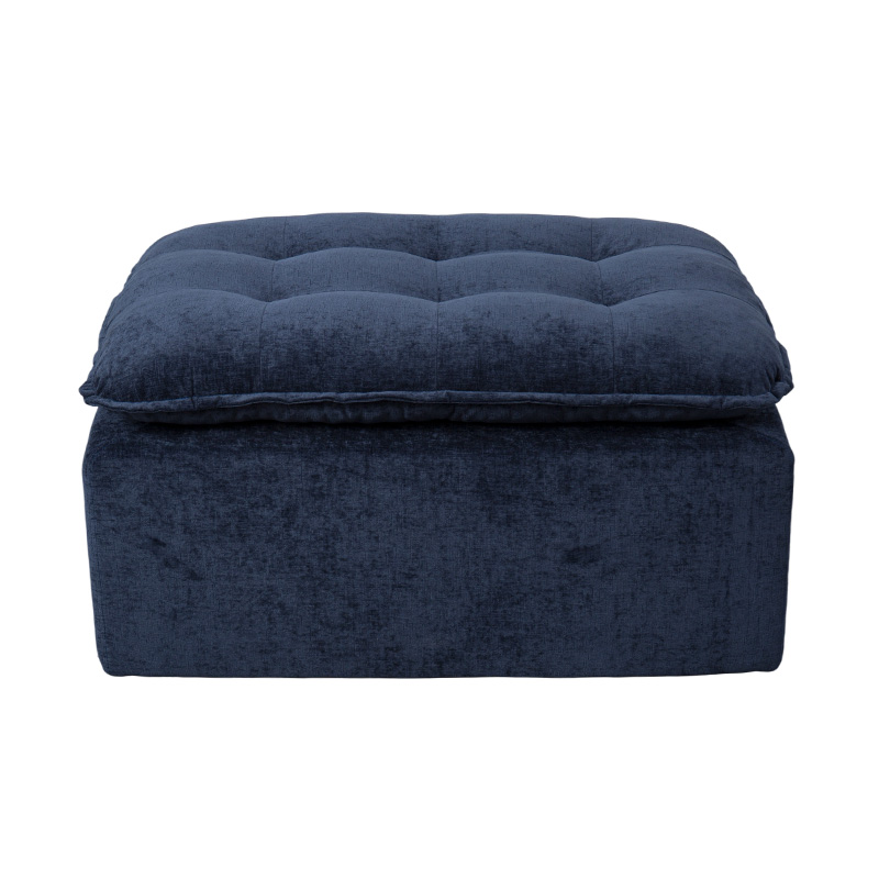 Set de canapea modular din spumă completă din velur albastru intens, cu spătar amortizat și otomană asortate Set de canapea modular din spumă completă din velur albastru intens, cu spătar amortizat și otomană asortate