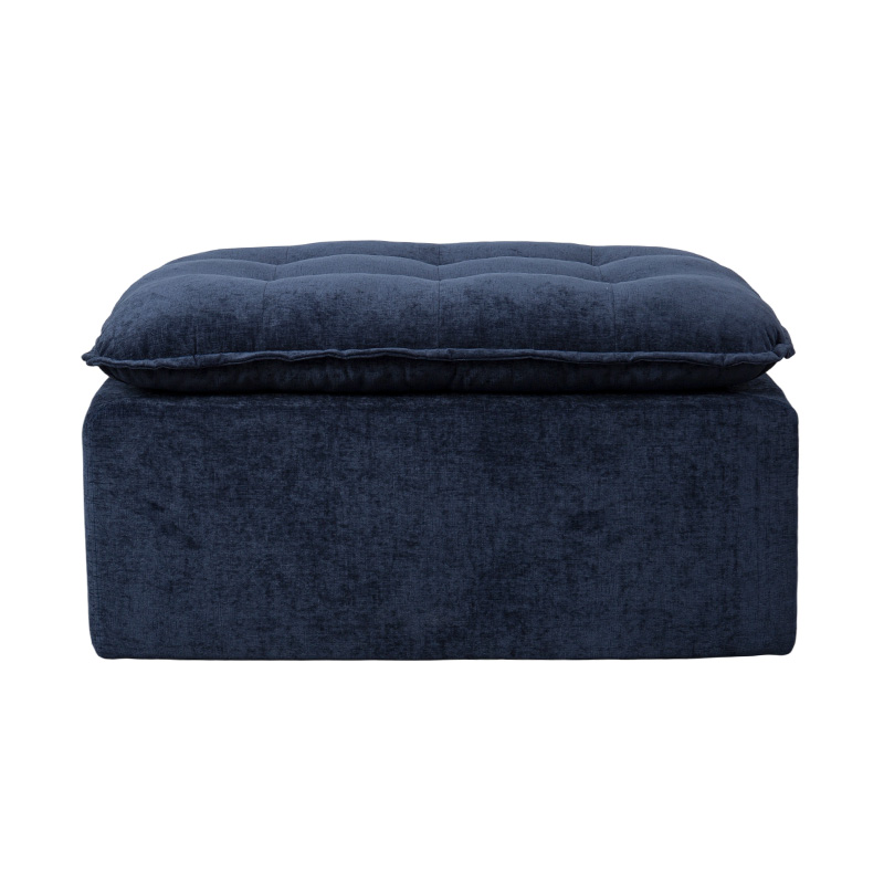 Set de canapea modular din spumă completă din velur albastru intens, cu spătar amortizat și otomană asortate Set de canapea modular din spumă completă din velur albastru intens, cu spătar amortizat și otomană asortate