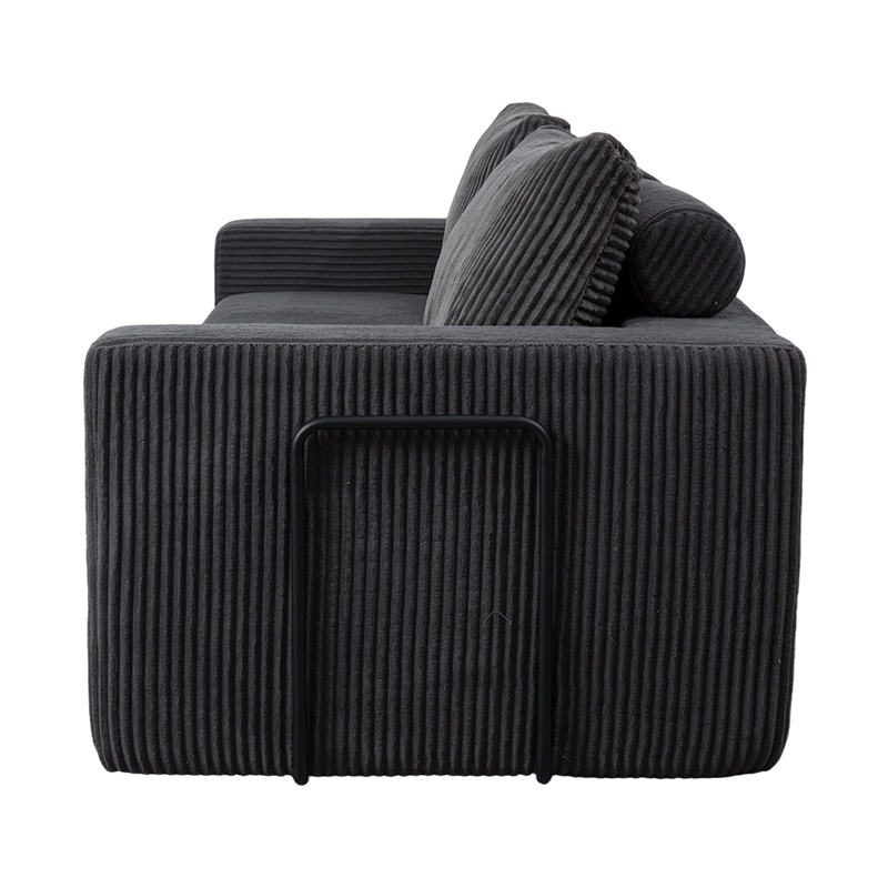 Canapea convertibilă modernă din velur gri închis, cu perne, aspect modular flexibil