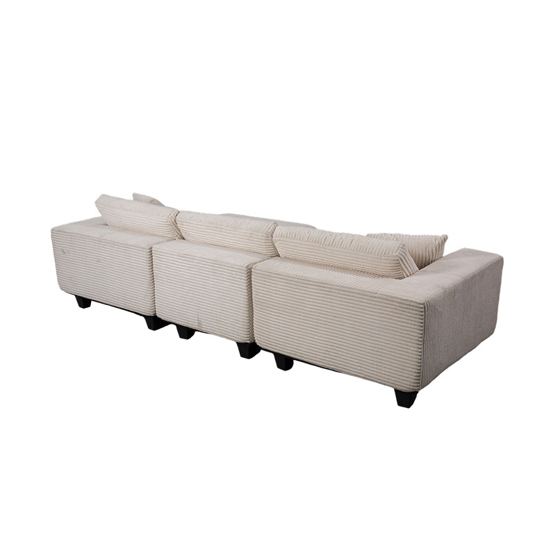 Canapea de colț mare în formă de L, din velur alb, cu design minimalist modern Canapea de colț mare în formă de L, din velur alb, cu design minimalist modern