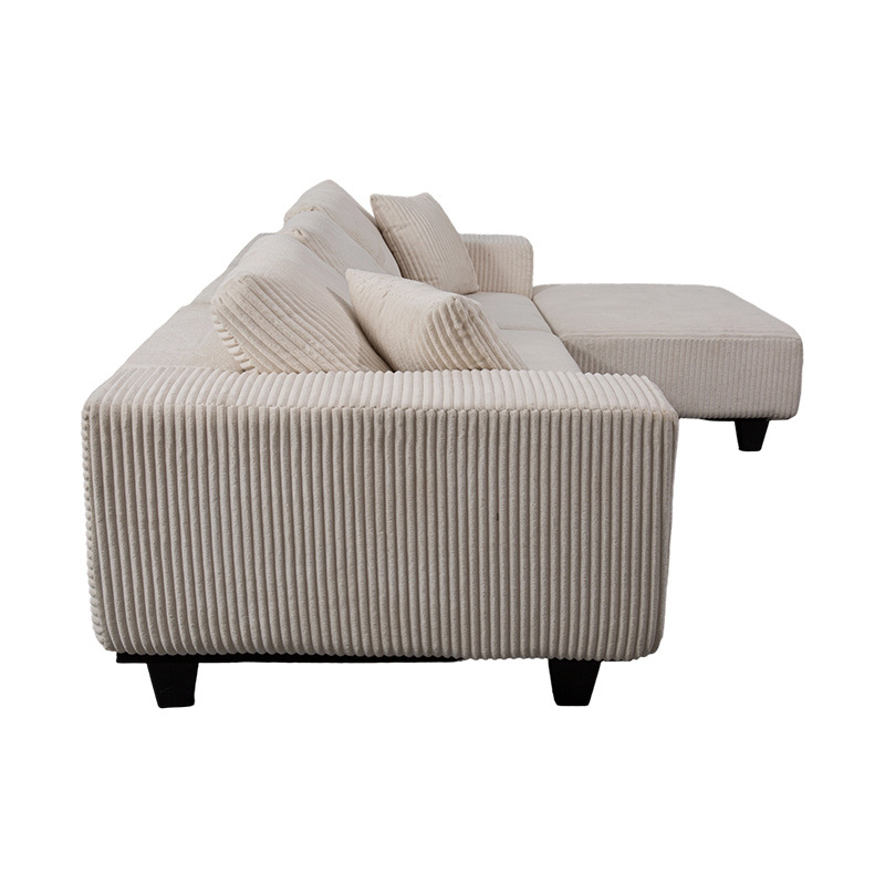 Canapea de colț mare în formă de L, din velur alb, cu design minimalist modern Canapea de colț mare în formă de L, din velur alb, cu design minimalist modern