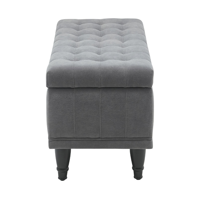 Bancă de depozitare din material textil pentru capătul de pat gri deschis simplu