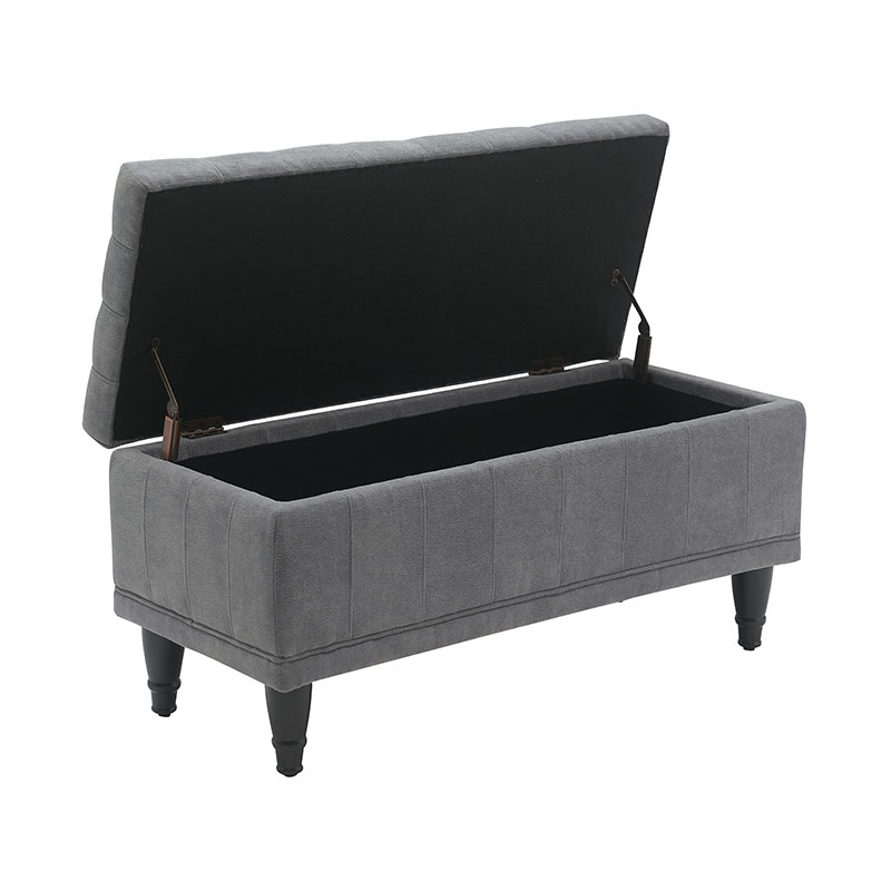 Bancă de depozitare din material textil pentru capătul de pat gri deschis simplu