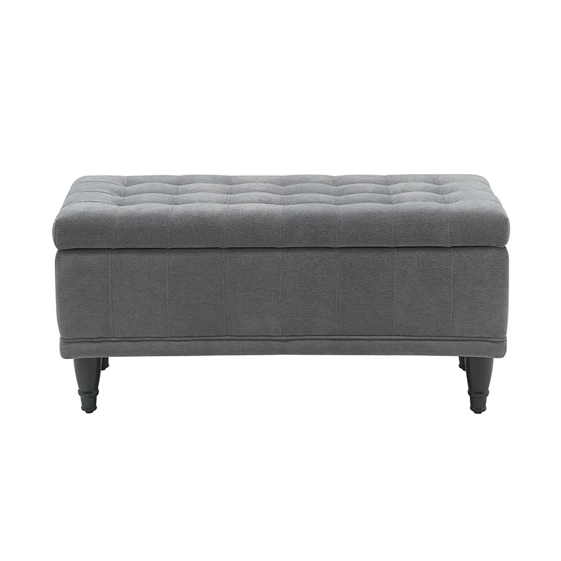 Bancă de depozitare din material textil pentru capătul de pat gri deschis simplu
